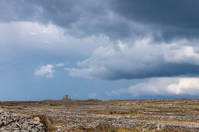 Scenic view of land against sky