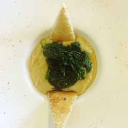 High angle view of dessert in plate on table