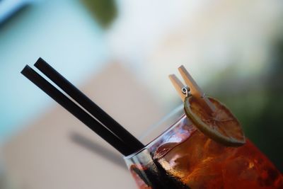 Close-up of drink on glass