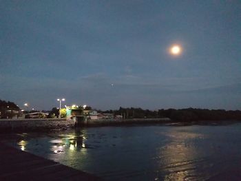 Scenic view of sea against sky at night