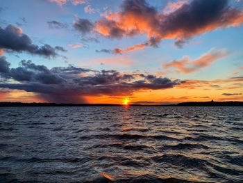 Scenic view of sea against sky during sunset