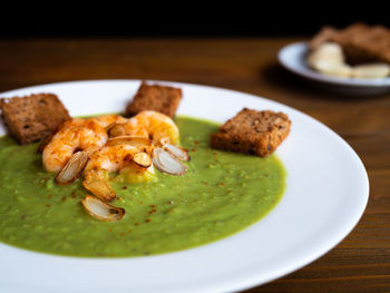 Close-up of meal served in plate