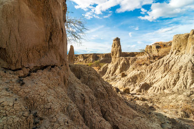 Eroded cliff with sky in background