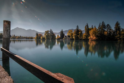 Scenic view of lake against sky