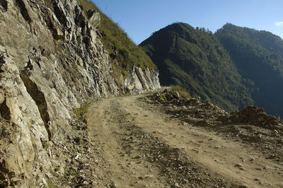 Scenic view of mountains against clear sky