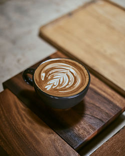 High angle view of coffee on table