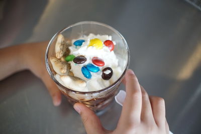 Close-up of person holding ice cream