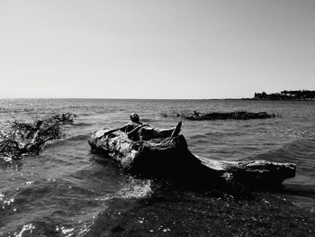 Scenic view of sea against clear sky