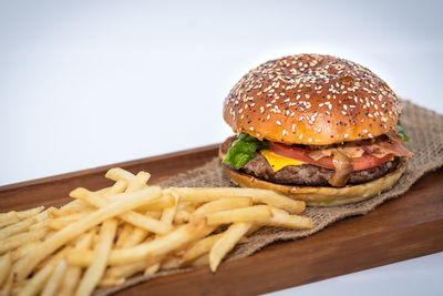 Close-up of burger on plate