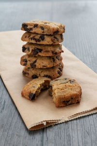 Close-up of cookies on table