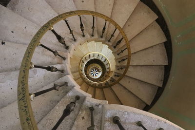 High angle view of spiral staircase