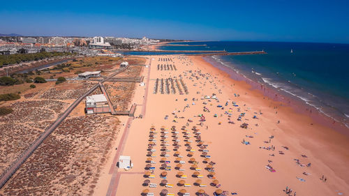 High angle view of beach against sky