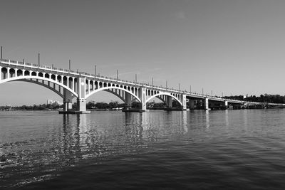 Bridge over river against clear sky