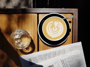 Close-up of coffee cup on table