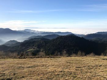 Scenic view of mountains against sky