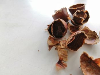 Close-up of dried cake on table