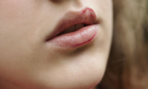 Cropped image of woman with lipstick