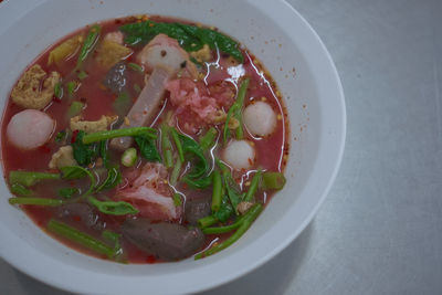 High angle view of meal served in bowl