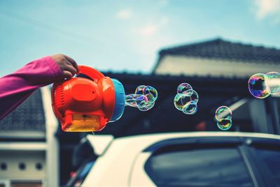 Close-up of bubbles in car