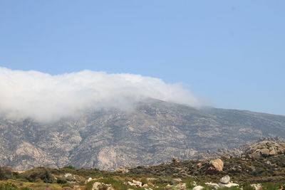 Scenic view of mountains against clear sky