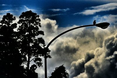 Low angle view of silhouette tree against cloudy sky