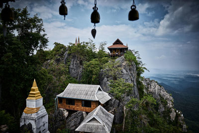 Religious thai architecture against sky