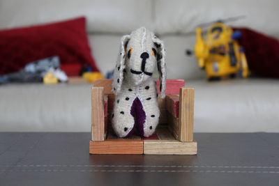 Close-up of stuffed toy on table at home