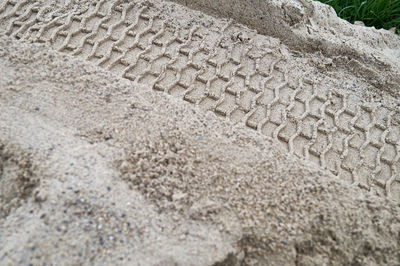 High angle view of sand on beach