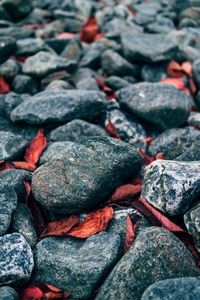 Full frame shot of rocks on pebbles