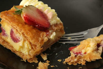 Close-up of cake served in plate