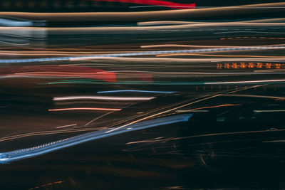 Close-up of light trails at night