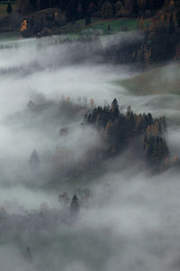 Scenic view of waterfall against sky