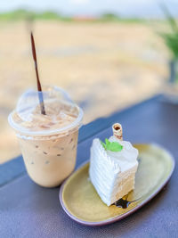 Close-up of dessert on table