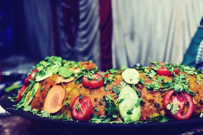 Close-up of meal served in plate