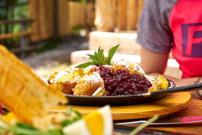 Close-up of food in plate on table