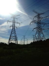 Low angle view of electricity pylon