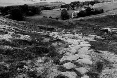 High angle view of road along landscape