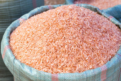 High angle view of rice for sale in market