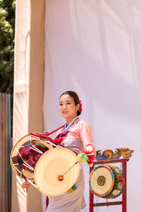 Young woman playing outdoors