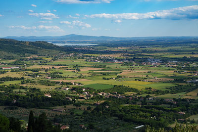 High angle view of townscape against sky