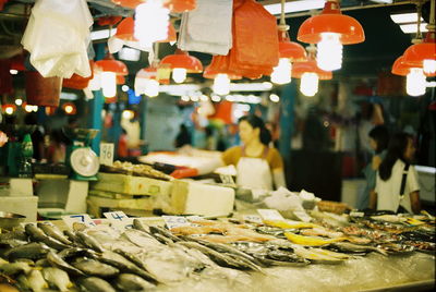 Seafood for sale at market stall