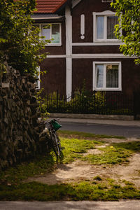 Bicycle parked on field