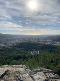 High angle view of city against sky