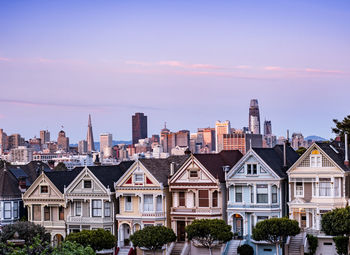 View of cityscape at sunset