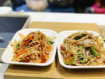 Close-up of food in plate on table