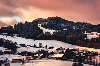 Scenic view of landscape against sky during sunset