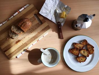 High angle view of food on table