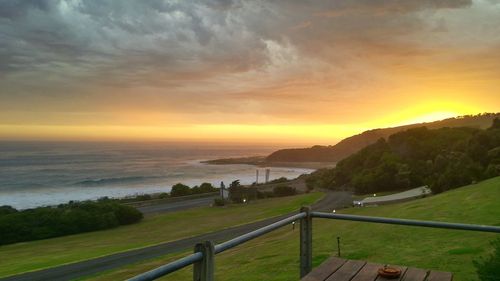 Scenic view of sea against cloudy sky
