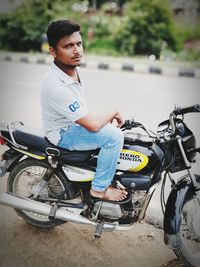 Boy riding bicycle