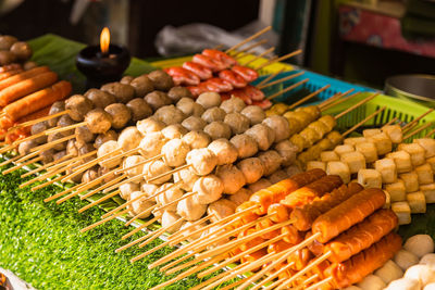 High angle view of vegetables for sale in market